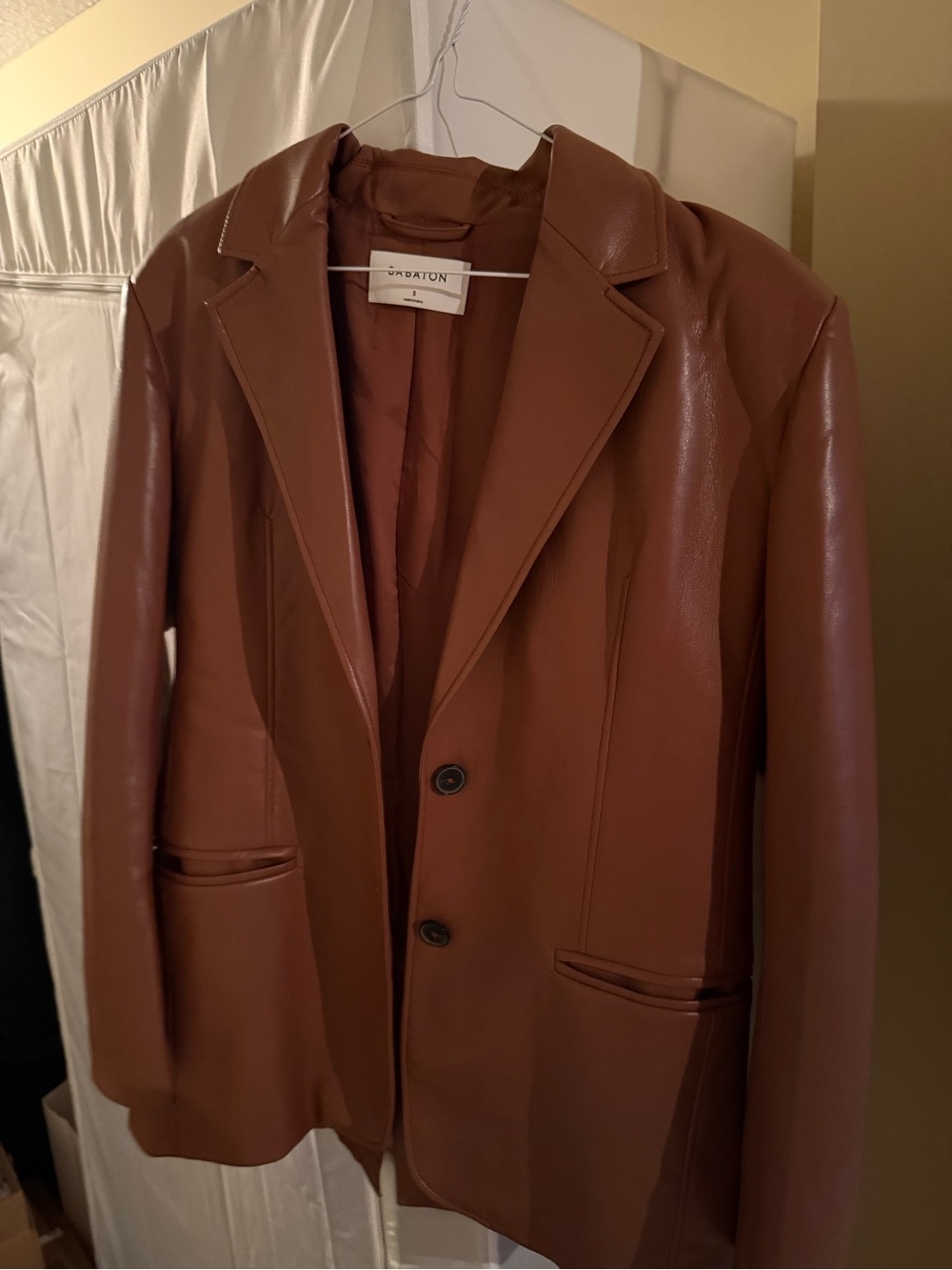 Aritzia Women's Brown Faux Leather Blazer